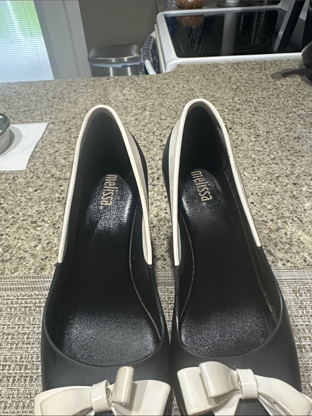 Melissa Black & Cream Bow Ballet Flats - Melissa